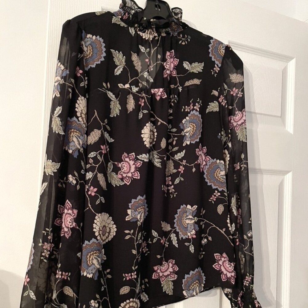 Sheer blouse with ruffle and bodice lining